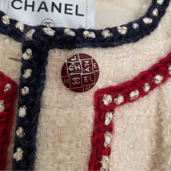 CHANEL 18B WOOL TWEED JACKET 36FR ECRU/ WHITE - Picture 3 of 16
